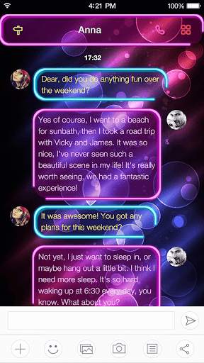 Neon Night Messages Theme скриншот 5
