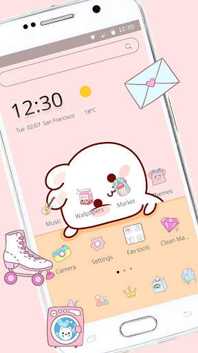 Adorable Pink Cartoon Bunny Theme screenshot 1