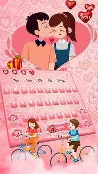 Cute Couple Cycling Keyboard Theme👩‍❤️‍💋‍👨🚲 screenshot 1