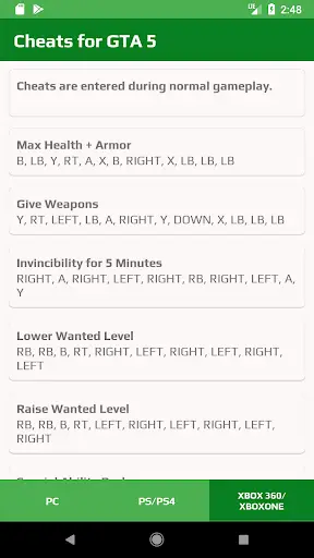 Cheats For Grand Theft 5 screenshot 3