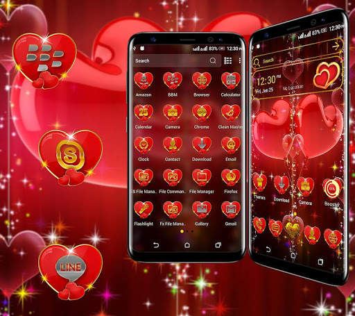 Valentine Heart Launcher Theme 2 تصوير الشاشة