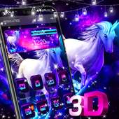 3D Glass Tech Shiny Galaxy Unicorn Theme logo