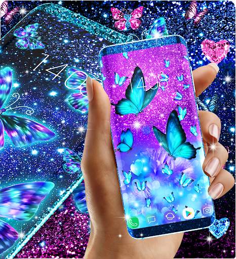 Blue glitz butterfly wallpaper screenshot 5