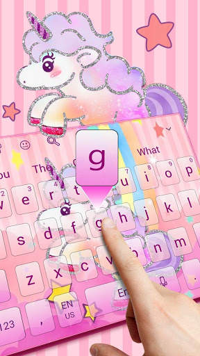 Pink Cute Glitter Unicorn Keyboard screenshot 1