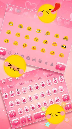 Cute Pink Kitty Keyboard Theme screenshot 3