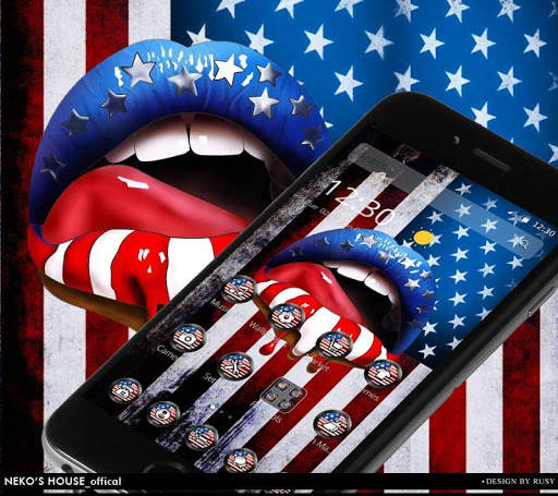 Vintage America Flag Lips Theme screenshot 2