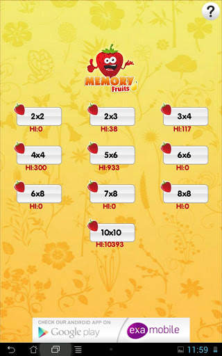 Fruits Games - Exercise Memory 18 تصوير الشاشة