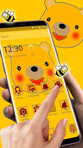 Kawaii Yellow Pooh Bear theme 4 تصوير الشاشة