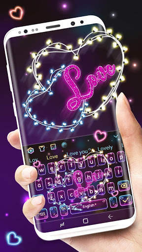 Neon Love Lights Keyboard Theme screenshot 1