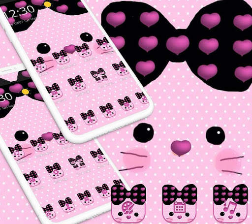 Pink Bowknot Cute Kitty Theme screenshot 2