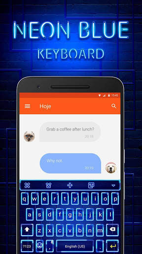 Neon Blue Keyboard Theme & Emoji Keyboard screenshot 2