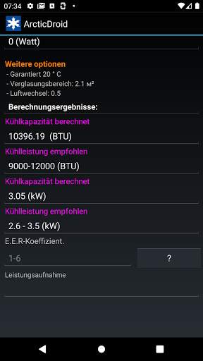 Klimaanlage berechnen BTU screenshot 6