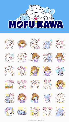 Cute Cat, Bunny & Girl Sticker screenshot 2