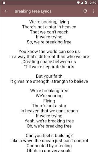 Songs & Lyrics High School Musical New screenshot 1