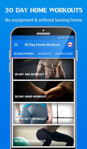 30 Day Home Workouts screenshot 1