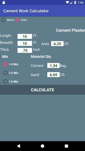 Cement Work Calculator скриншот 1
