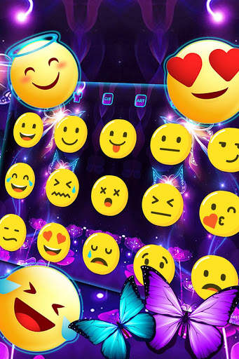 Neon Sparkle Butterfly Keyboard screenshot 3