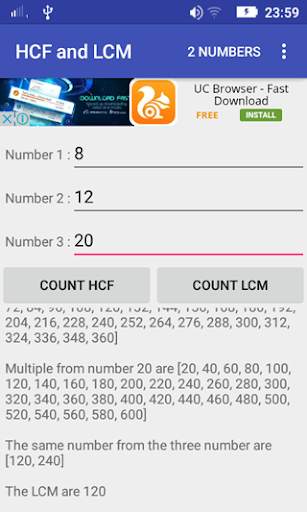 HCF and LCM Calculator 2 تصوير الشاشة