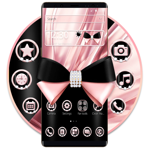 Rose Diamond Gold Bow Theme icon