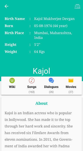Kajol Songs Lyrics screenshot 5