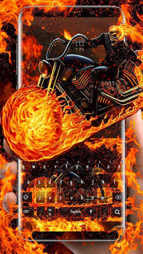 Fire Ghost Bike Keyboard Theme screenshot 1