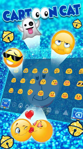 Blue Cartoon Cat Keyboard Theme screenshot 3