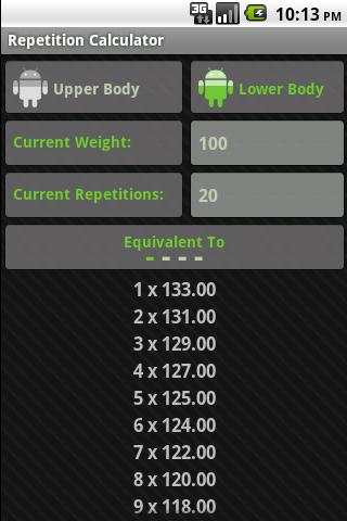 Rep Calc Lite (1 Rep Max) screenshot 2