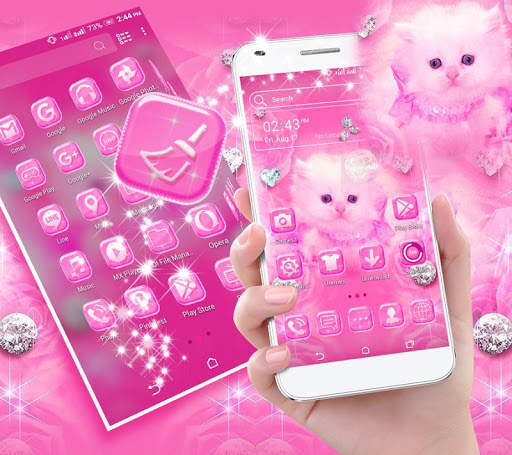 Cute Pink Cat Launcher Theme screenshot 5