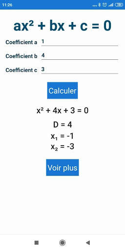 Équation quadratique solveur screenshot 1