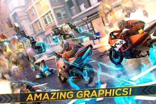 Moto Racing - Shooting Robots screenshot 2