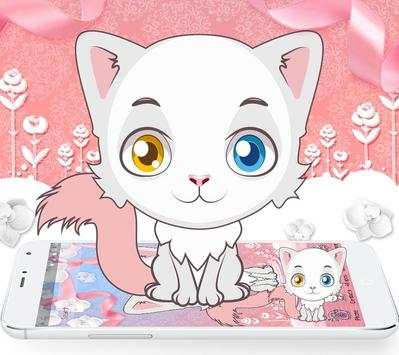 Special Blue Eye White Cat Theme screenshot 1