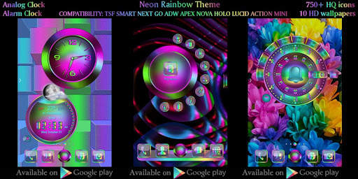 Free Neon Rainbow Clock Widget screenshot 3