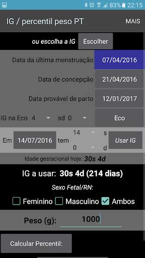 Calculadora IG e percentil screenshot 2