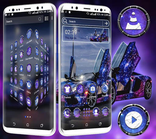 Blue Glitter Car Launcher Theme screenshot 3