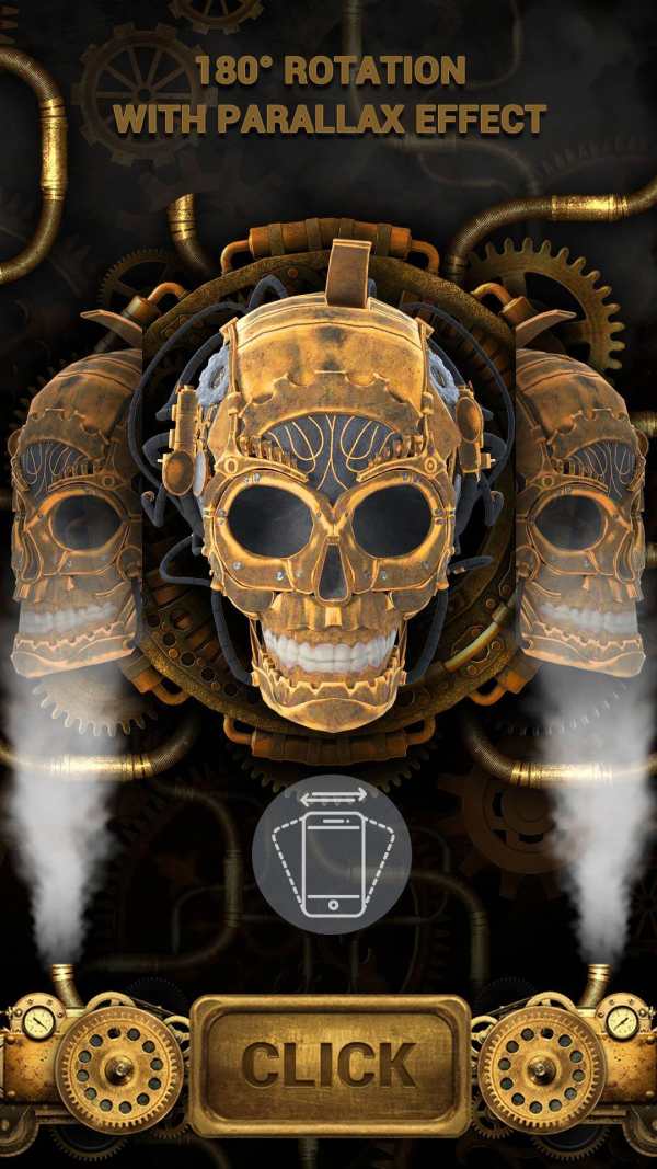 3D Golden Steampunk Skull Lock Screen screenshot 4