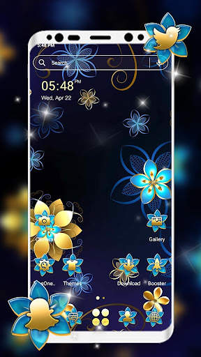 Golden Blue Flower Launcher Th screenshot 1