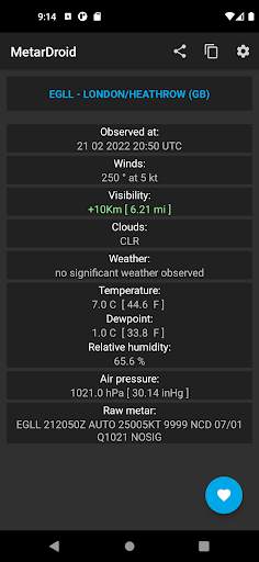 MetarDroid ( Metar -Taf ) screenshot 4