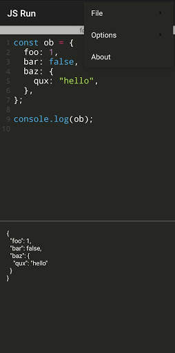 JS Run (Javascript editor and runner) 2 تصوير الشاشة