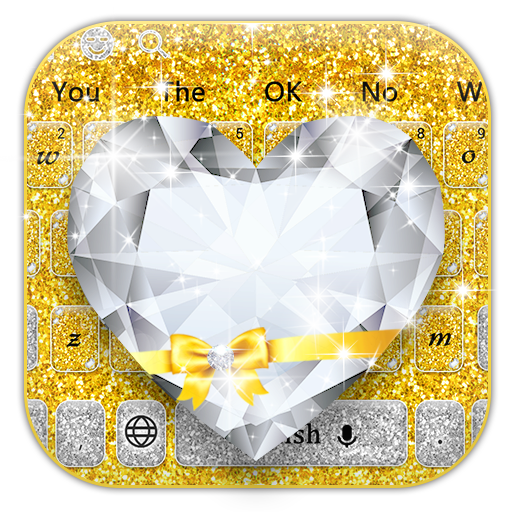 Shiny Gold Heart Diamond Keyboard icon