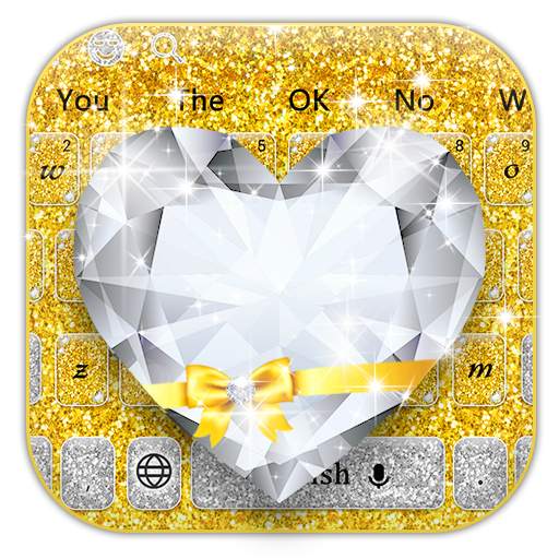 Shiny Gold Heart Diamond Keyboard 10001003