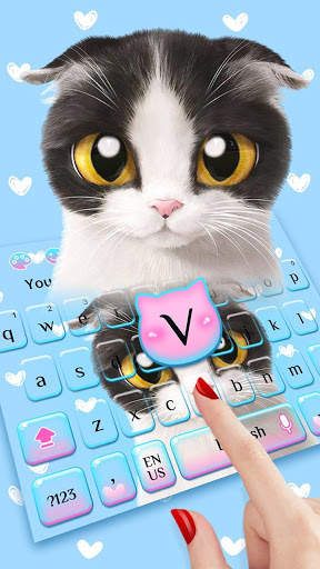Blue Cute Kitty keyboard स्क्रीनशॉट 2