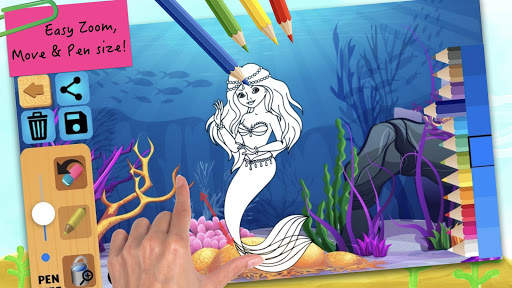 Mermaid coloring pages screenshot 3