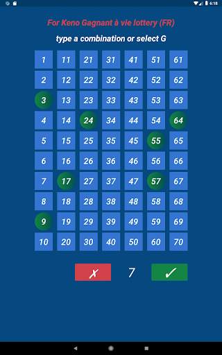 Keno FR combination statistics screenshot 14