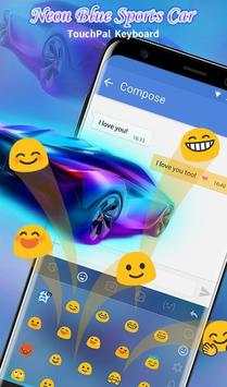 Cool Neon Blue Sports Car Keyboard Theme screenshot 3