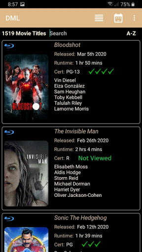 DML Mobile DVD/Blu Ray Movie Library screenshot 1