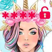 Unicorn Girl Cute Theme Wallpaper App Lock logo