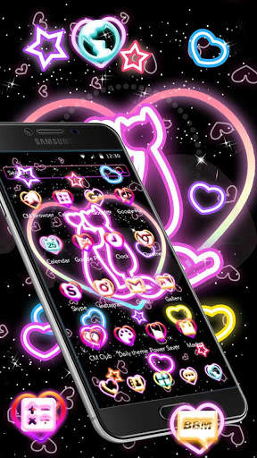 Neon Kitty Wallpaper Pink Shiny Cat Theme screenshot 4