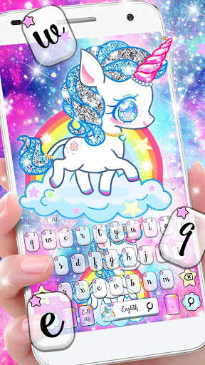 Pink Baby Unicorn Keyboard Theme screenshot 1