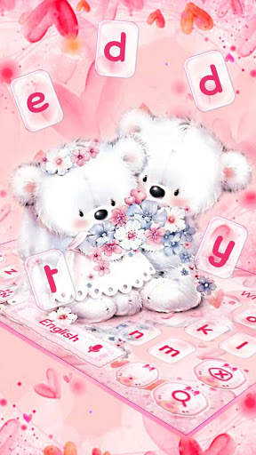 Cute Pink Teddy Couple Keyboard screenshot 1