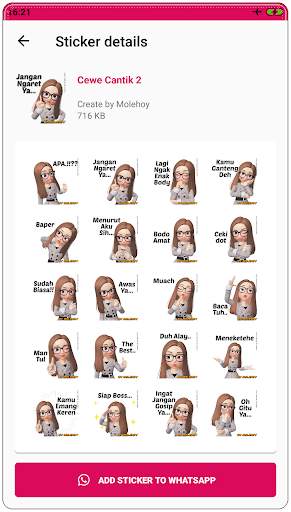 Stiker Cewe Cantik WAStickerApps screenshot 4
